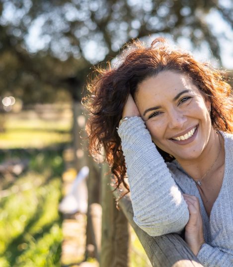 Happy holiday let property owner enjoying time away from managing her property